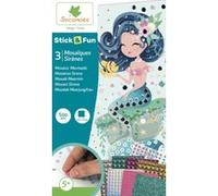 SYCOMORE Mosaïques Autocollantes pour Enfants - 3 Tableaux - Sirènes - Stick & Fun - Loisirs Créatifs Enfant - Dès 5 Ans