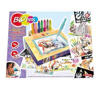 Lansay Jeu créatif BLOPENS Super Centre d'Activités Animaux – 16 pochoirs aérographe, boîte pupitre