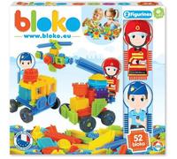 Jeu d’assemblage - BLOKO - Coffret de 50 BLOKO et 2 figurines Policier & Pompier - Dès 12 mois - Fabriqué en Europe