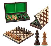 Jeu D echecs en Bois de Cerisier | Master of Chess Jeu D'échec en Bois Pliable | Chess Board 32 cm | Echecs Portable Fait Main | Chess Set pour Enfants et Adultes