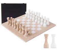 Jeu d’échecs en marbre 38 cm, Fait Main en Onyx Vert et Vérone, avec 34 pièces et Coffret. Élégant Jeu de Voyage pour Adultes, idée Cadeau de Luxe