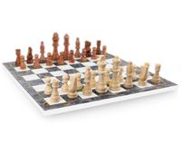 Jeu D’Échecs Gris Aspect Marbre Avec Figurines En Bois Massif Yenigun