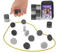 Jeu d‘Échecs Magnétique, Jeu des Aimants sans Plateau pour Groupe de 2 à 4, Ensemble Complet avec Ficelle et Pierres en Boîte, Un Cadeau pour Fête (Gris)