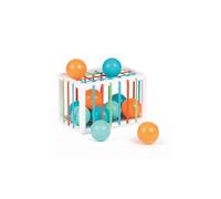Ludi – Cube de manipulation – Jouet d'éveil dès 10 mois – 1 cube élastique +12 balles au son rigolo
