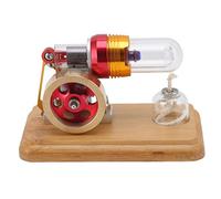Jeu d’expérimentation Scientifique sur la Physique du Moteur à Piston Libre, modèle de Moteur Stirling - Kit éducatif de Moteur Thermique avec Lampe à Alcool, idéal pour Les