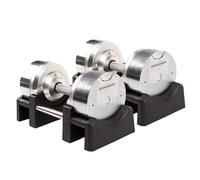 Jeu d’Haltères Réglables BRAINGAIN 23,5 kg / 32,5 kg / 41,5 kg - Plusieurs Poids en Un - Changement de Poids en 1 Seconde - Équipement de Gym Gain de Place - Chrome/Noir