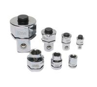 Jeu d'adaptateurs pour cliquets - Pack 7 pièces - Blocage rapide - Carrés 1/4""-3/8""-1/2""-3/4"" - Compatible 10/13/19/32 mm