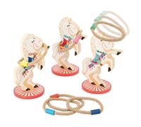 Jeu d'Adresse - JANOD - Applepop - 3 Chevaux - 6 Anneaux - Bois FSC - Dès 3 ans