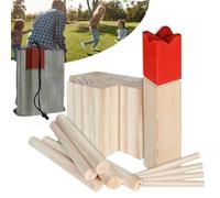 Jeu d'adresse - LZQ - Kit Kubb en bois - Extérieur - Compact - Sac de transport