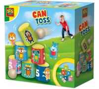 Jeu d'agilité SES Creative Can Toss Lancer de boîtes avec 2 balles en bois Gobelets empilables Multicolore pour enfants