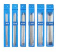 Jeu d'aiguilles à tricoter Set 15 cm, 30 pièces Lot d'aiguilles à tricoter en acier inoxydable, Knitting Needles 2,0 mm-5,0 mm, Aiguilles à tricoter à double pointe pour chaussettes, gants, chapeaux