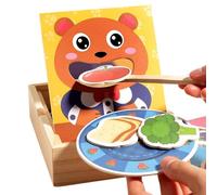 Jeu d'alimentation en Bois pour Tout-Petits - Coffret De Nourriture pour Faire Semblant d'ours Mignon, Jouet d'apprentissage | Jouet De Jeu De Rôle Éducatif pour Les De 3 Ans Et Plu