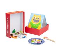 Jeu d'alimentation en bois - Puzzle avec accessoires alimentaires - Développement d'intrigue - Jeu de plateau éducatif précoce pour enfants d'âge préscolaire - Jeu de rôle - Pédagogie