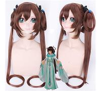 Jeu d'anime perruque Cosplay Costume longs cheveux synthétiques bruns perruques de fête épée Net épée trois longue porte de chanson