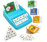 Jeu d'apprentissage des lettres allemandes Montessori - 3 4 5 6 ans - Jeu d'orthographe avec 64 connaissances d'apprentissage - Cartes flash - Jouet éducatif pour l'apprentissage des langues - Cadeau
