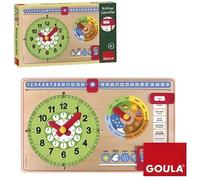 Jeu d'apprentissage - GOULA - 51318 - Horloge calendrier français - Bois massif