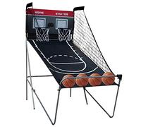 Jeu d'arcade de basket-ball d'intérieur pour 2 joueurs - Support électrique pliable - 8 en 1 - Machine à lancer automatique avec 4 ballons de basket et 1 compteur électronique de points