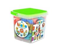 BLOKO - Baril de Rangement de 100 avec 1 Plaque de Jeu (Vert) - Dès 12 Mois - Fabriqué en Europe - Jouet de Construction 1er âge - 503553