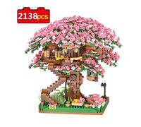 Jeu D'Assemblage KK6X1 Sakura arbre maison fleur construire bloc succulente ville vue sur la rue fleur de cerisier modèle blocs de c