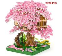 Jeu D'Assemblage POG89 Architecture Sakura arbre maison jardin rose fleur plante champ Mini diamant blocs briques construction jouet