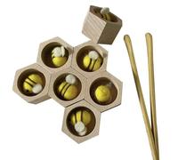 Jeu d'association pour tout-petits, jeu de société de coordination œil-main avec 7 ruches et 7 abeilles, ruche en bois éducative pour le travail d'équipe et le développement des compétences socia.