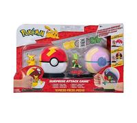 Jeu d'attaque Pokémon Surprise - Pikachu de 5,1 cm avec Balle Rapide et tréecko de 5,1 cm avec Balle de guérison et Six disques d'attaque