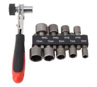 Jeu de 10 clés à cliquet et adaptateur de tourne-écrou électrique avec douilles de 5 à 13 mm pour bricolage, atelier et réparation à domicile