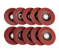 Jeu de 10 disques abrasifs à lamelles en oxyde d'aluminium, 115 mm/125 mm(60grit,125mm/5")