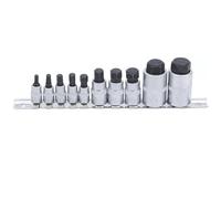 JEU DE 10 DOUILLES A EMBOUTS EXTRA COURTES 6 PANS MALES de 4 à 19 mm