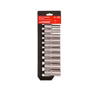 Jeu de 10 douilles longues carré 1/2"" - 8 à 24 mm