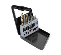 Jeu de 10 forets d'extraction de vis 4241 HSS matériel d'extraction de goujons endommagés pour gaucher - Kit d'outils d'extraction pour goujons, vis hexagonales et accessoires (Boîte en fer noir)