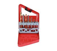 Jeu de 10 forets d'extraction de vis, 4241 HSS pour enlever les goujons de boulons endommagés à gauche, jeu d'extracteurs de vis avec boîte en métal pour un rangement facile, (boîte en fer rouge)