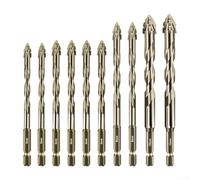 Jeu de 10 Forets Excentriques à 4 Canaux | Queue Hexagonale 1/4 Pouces, Carbure pour Perçage pour bois Métal Verre, Tailles 5/6/8/10/12 mm, Conception Dents de
