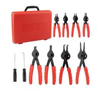 Jeu de 10 pinces à cliquet professionnelles robustes pour réparation automobile et mécanique industrielle avec jeu de pinces à circlips C en plastique