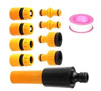 Jeu de 10 Raccords de Tuyau d'Arrosage, Raccords et Accessoires de Jardin avec Lance d'Arrosage, Connexions 2-en-1 pour Robinets Filetés 1/2 et 3/4, Raccords Double Mâle