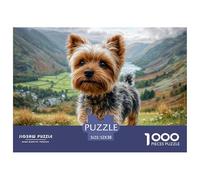 Jeu de 1000pcs « Chien Mignon » pour Adultes Yorkshire se promenant dans Une Prairie de Montagne Jeu éducatif et Stimulant 52x38 cm