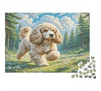 Jeu de 1000pcs pour Adultes Cocker Spaniel américain, Caniche Courant dans Un pré. Un Jeu Familial Amusant et Stimulant. Idéal comme Cadeau. 38x26 cm/1000pcs.