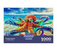 Jeu de 1000pcs pour Adultes Octopus Orange Beach, Un Jeu Familial Amusant et Stimulant, idéal comme Cadeau (52x38 cm/1000pcs).