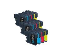 Jeu de 12 cartouches d'encre Go Inks compatibles (non-OEM) pour Brother DCP/MFC - LC980/LC1100 - Noir/Cyan/Magenta/Jaune