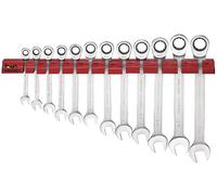 Jeu de 12 clés mixtes à cliquet sur support mural Teng Tools WRSP12RS