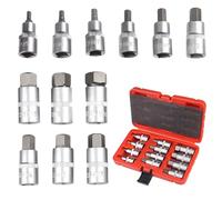 Jeu de 12 douilles Allen 1/2" avec coffret en plastique, douilles à six pans creux 5-22 mm, 1/2" pour clé Allen, jeu d'embouts hexagonaux 5-22 mm