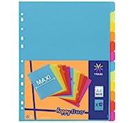 Jeu De 12 Intercalaires Polypro A4 Maxi. Coloris Fluo Multicolores