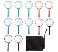 Jeu De 12 PièCes Loupe Enfant, Loupe Grossissante Magnification 3X, Loupe De Lecture pour Explorer Et Apprendre, 6 X 13 Cm, 4 Couleurs (Noir, Rouge, Vert, Bleu)