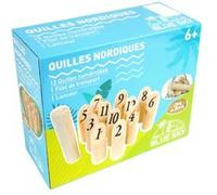 Jeu de 12 quilles nordique avec lanceur Bleu G