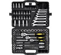 jeu de 121 outils de mécanicien, inserts d'entraînement 1/4, 3/8, 1/2, SAE et métrique, acier durable, idéal pour les professionnels et les amateurs de bricolage.