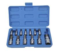 Jeu de 13 douilles hexagonales, 1/4" 3/8" 1/2" CRV & S 2 douilles Allen et métriques en acier avec étui pour l'entretien et la réparation automatiques