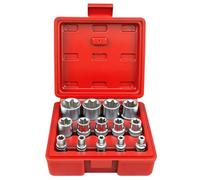 Jeu de 14 Douilles Torx Exteriores 1/4" 3/8" 1/2", Coffret Douilles Torx Femelle E4, E5, E6, E7, E8, E10, E11, E12, E14, E16, E18, E20, E22, E24(Rouge）