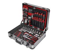 STIER Mallette à outils 144 pièces, aluminium – outils universels (tournevis, pinces, ciseaux, scies)