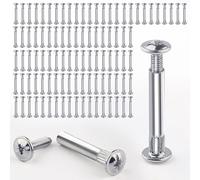 Jeu de 160 connecteurs de meubles et de connexion, connecteurs d'armoire, de corps et de plan de travail (80 vis de meuble + 80 vis à manchon M4), M4 x 31-40 mm en acier nickelé pour l'assemblage