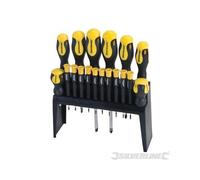 Jeu de 18 tournevis à manche caoutchouté - SILVERLINE - Embouts plats - Coffret de rangement inclus
